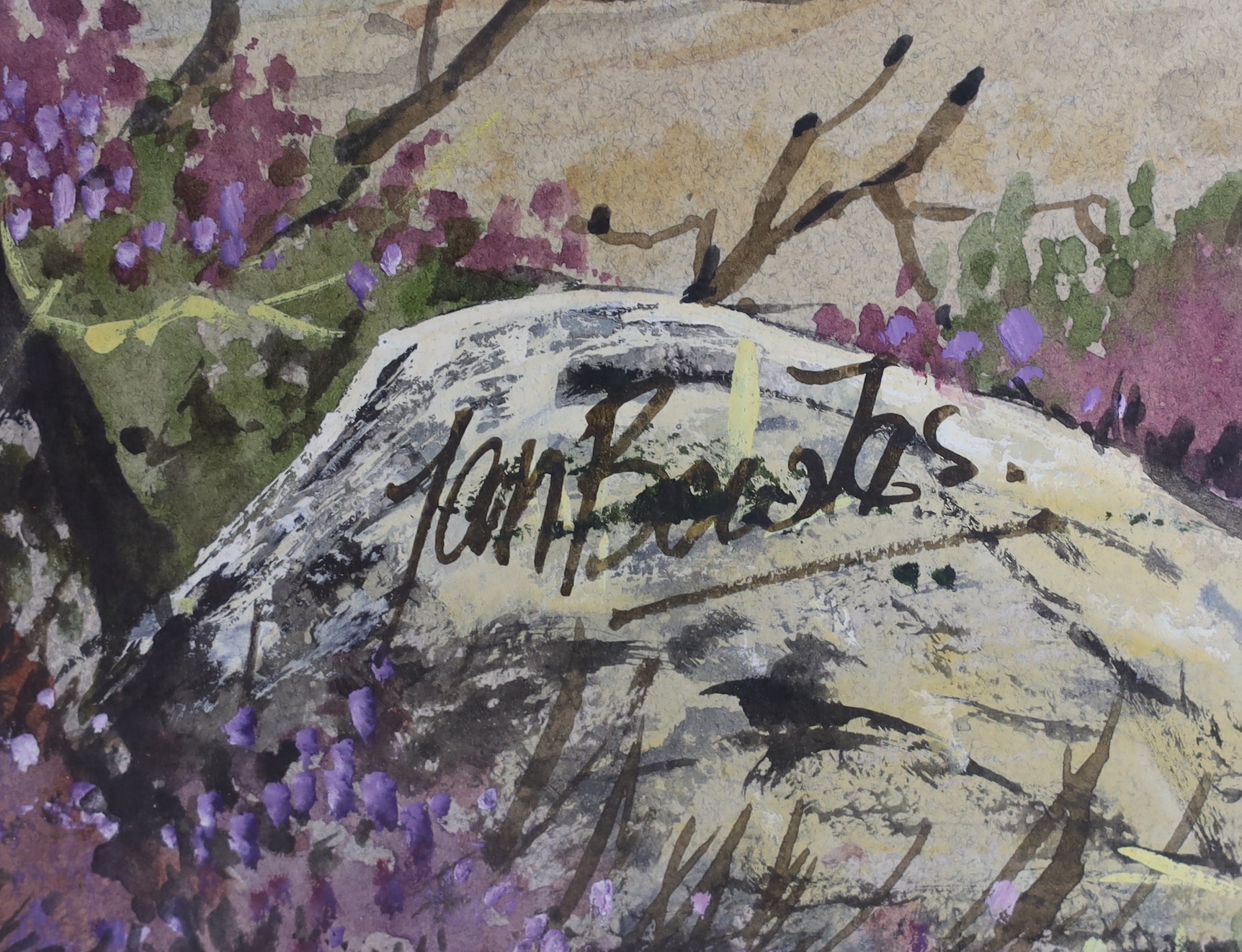 Ian Bowles (b.1947), gouache and watercolour, Osprey in a landscape, signed, 44 x 60cm